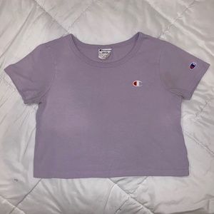 Champion Crop Top Purple Lilac Logo